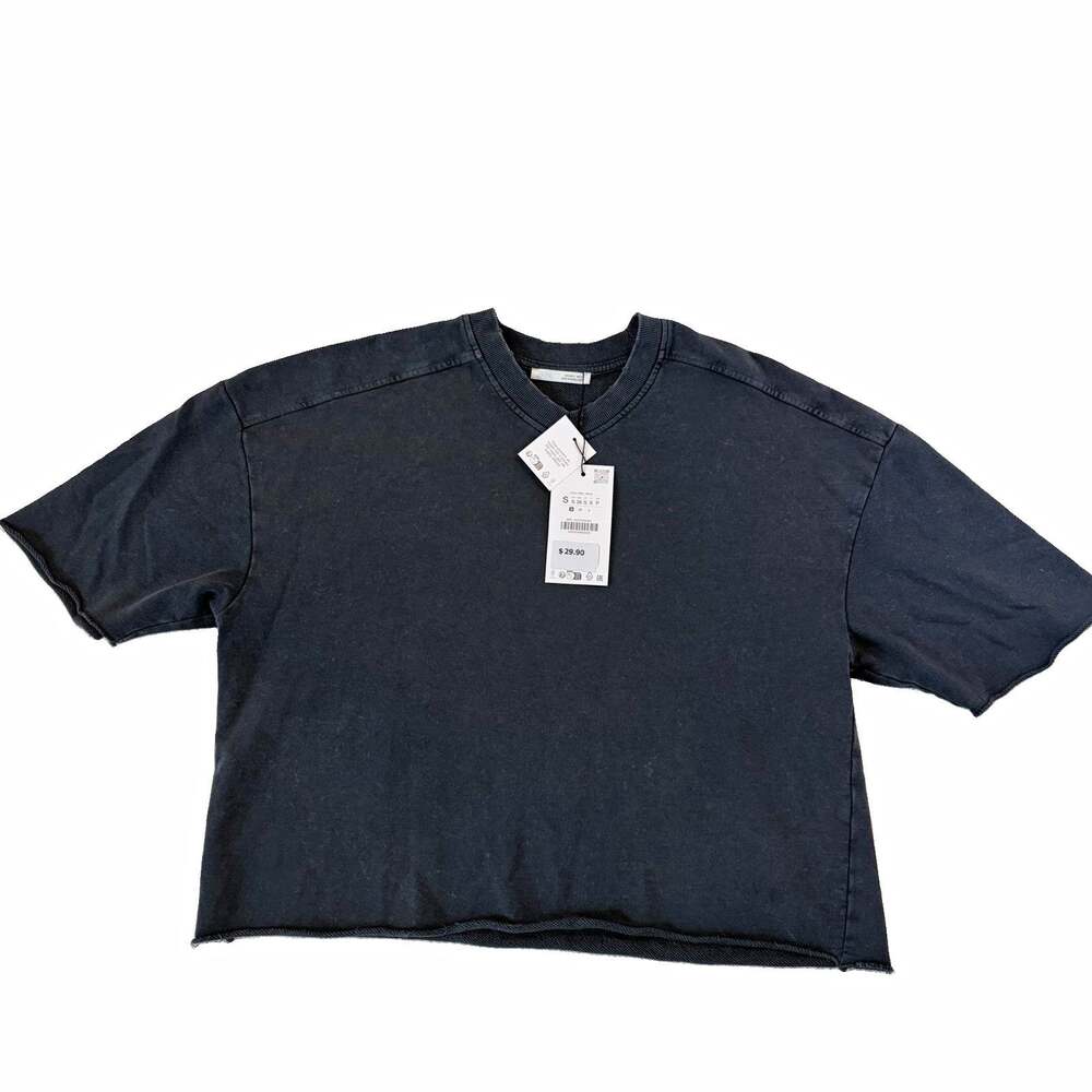 Zara Men’s Black Cotton Jersey Crew Neck Short Sleeve T-Shirt Size S